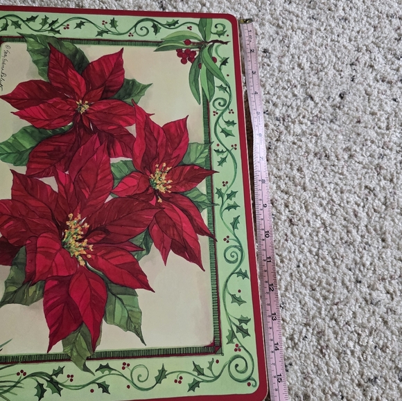 Christmas holiday poinsettia placemats, set of 4 - Picture 7 of 7